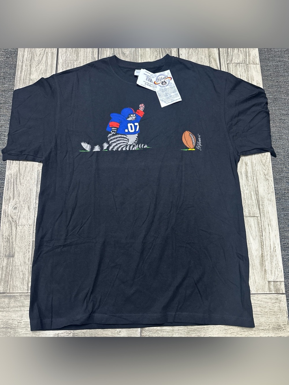NWT 2011 Crazy Shirts Hawaii Kliban Cat Print T-shirt Black Large Football